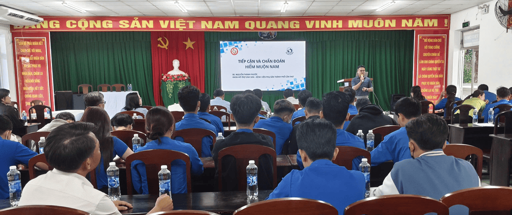 Trung tâm Y tế huyện Châu Thành tổ phối hợp cùng bệnh viện Phụ sản thành phố Cần thơ tổ chức buổi truyền thông về sức khoẻ sinh sản nam giới